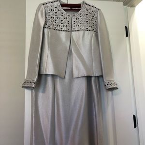Tahari silver suit
